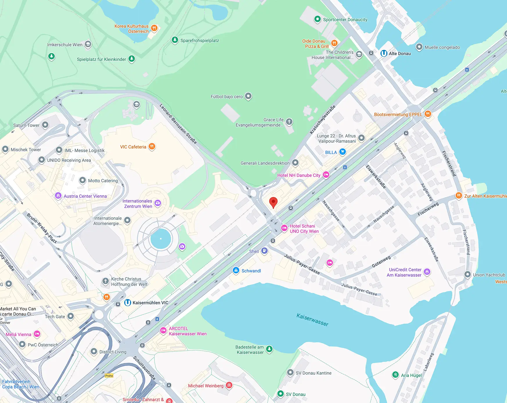 Google-Maps-Kartenvorschau: IZD-Tower, Wagramer Straße 19, 1220 Wien